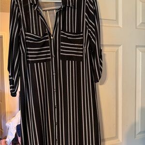 Mlle Gabrielle Black and White Buttoned Shirt Dress